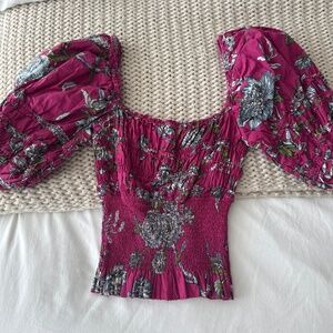 Smocked Poplin Top